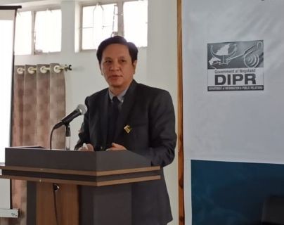 Retiring Director, IPR Limawati Ao delivering his farewell speech on October 31 at the DIPR Conference Hall. (DIPR Photo)
